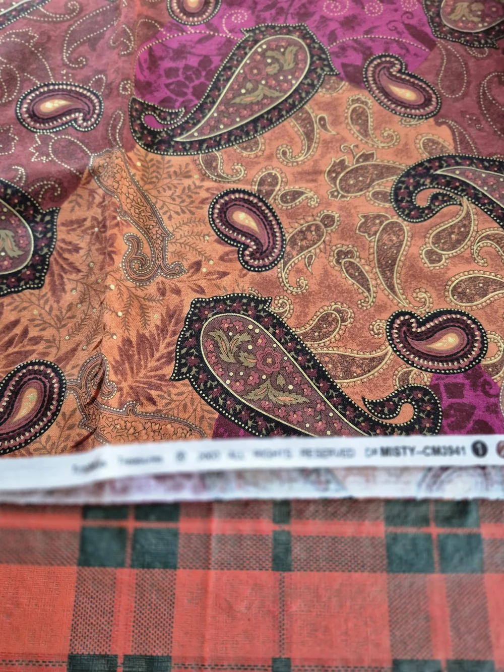 Paisley Brown Purple Cotton Fabric 1 1/6 Yards Timeless Treasures Quilting Sew